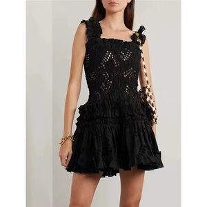 Waimari Alfresco ruffle mini dress in black